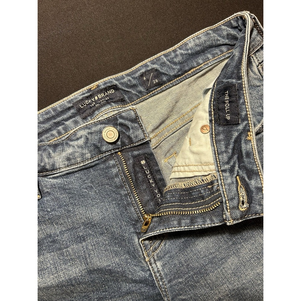 Lucky Brand The Roll Up Bermuda Denim Shorts Blue Medium Wash Womens 6/28 6.5in
